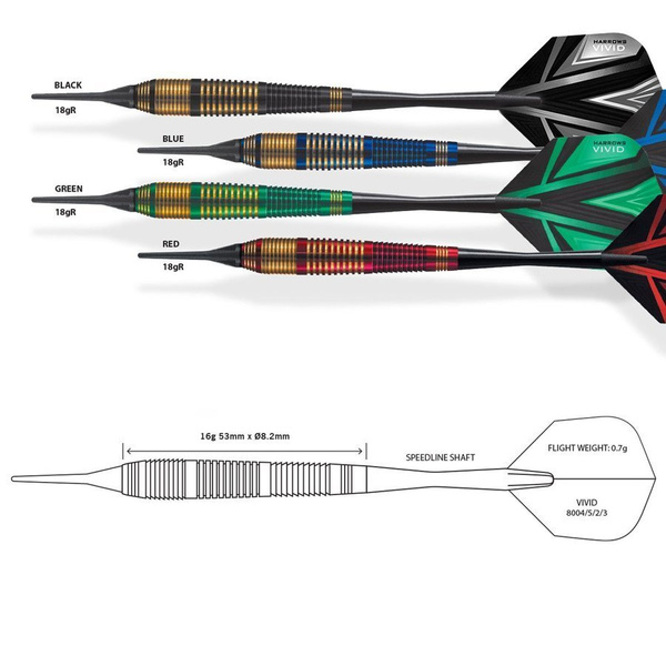 Rzutki Harrows Vivid Softip, red